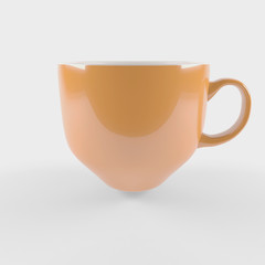 Orange cup on white background