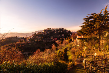 colorful sunset in Bergamo