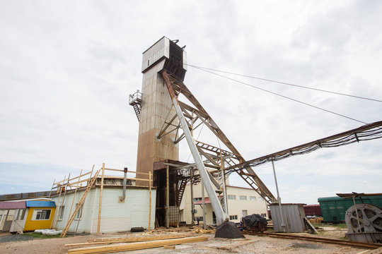 Headframe of the salt mine shaft mining industry