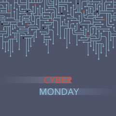 Cyber monday background. Sale technology banner vector illustration