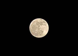 Closeup Full moon on Dark Sky in Thailand, Clipping Path