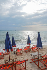 beach chairs before sunrise