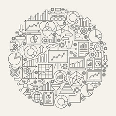 Business Diagram Line Icons Circle