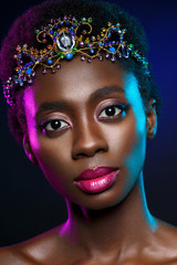 Beautiful black girl with crystal crown