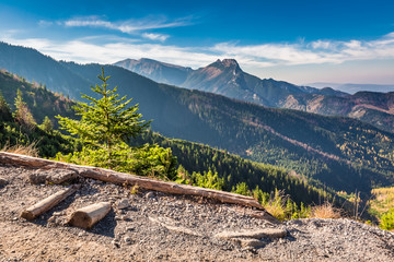 Naklejka premium Stunning view in Tatra mountains from the ridge in Poland