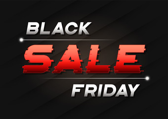 Fototapeta na wymiar Black Friday sale banner design with a glitch styled text.