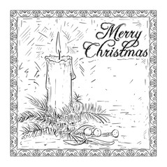 Hand Drawing Christmas Candle Card Design
