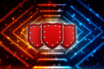 3d illustration Security concept - shield on digital code background