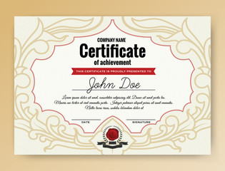 Vintage elegant certificate of achievement with ornaments