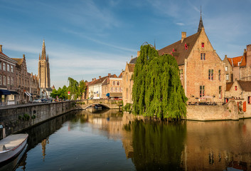 Bruges (Brugge) cityscape with water canal