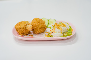 Fried Shrimp with Sugar Cane  with Chinese noodles, Vietnam food, Thai food