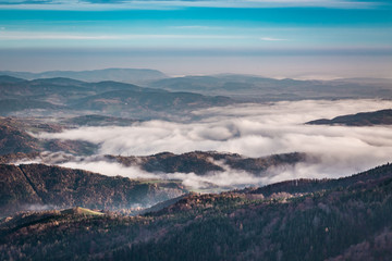 Wonderful dusk in the Tatras in autumn