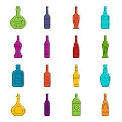 Bottle forms icons doodle set