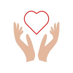 Heart in hands sign icon, Donation icon