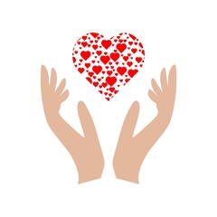 Heart in hands sign icon, Donation icon