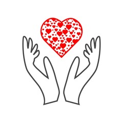 Heart in hands sign icon, Donation icon