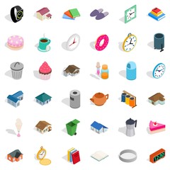 Slipper icons set, isometric style