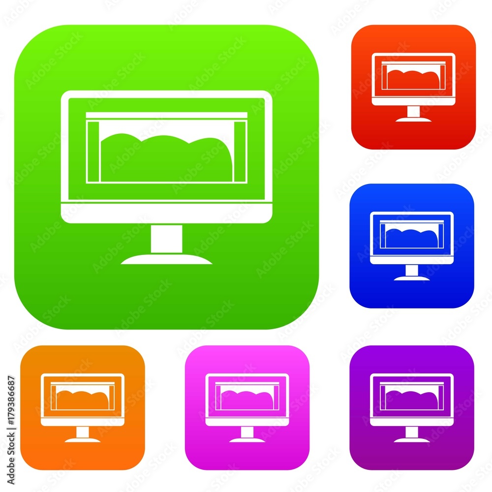 Poster Drawing monitor set color collection