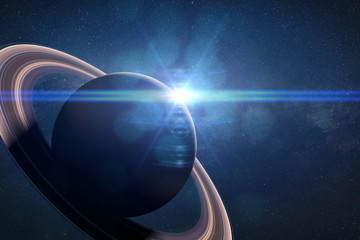 intense sunrise over the planet Saturn © dottedyeti