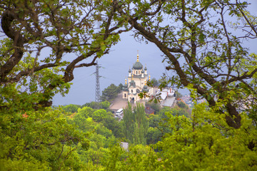Naklejka premium church on the hill