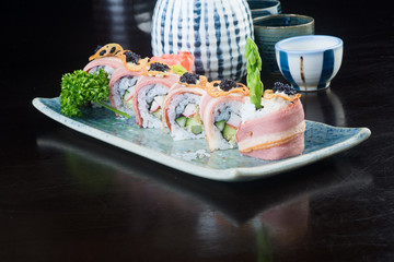 japanese cuisine. sushi on the background