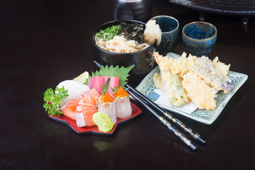 japanese cuisine. sashimi on the background