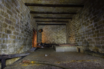 Underground abandoned ore mine shaft tunnel gallery room