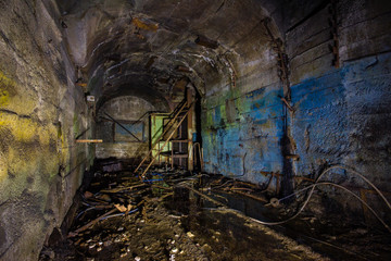 Underground abandoned ore mine shaft gallery tunnel