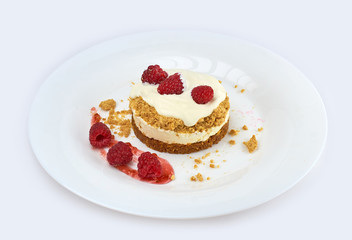dessert with raspberries