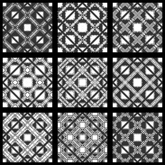 Black and white seamless patterns set in art deco style. Template for design. Vector illustration eps10