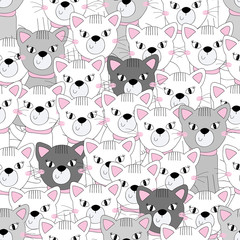 Fototapeta premium Cute cats colorful seamless pattern background