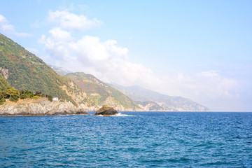 Beautiful view to Monterosso al Mare mountains and a part of sea