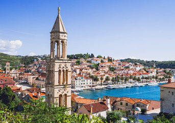 View of the Hvar town, Hvar island, Dalmatia, Croatia - obrazy, fototapety, plakaty