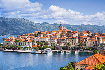 View of the Korcula town, Korcula island, Dalmatia, Croatia - obrazy, fototapety, plakaty