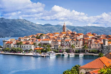 Fotobehang View of the Korcula town, Korcula island, Dalmatia, Croatia © kite_rin
