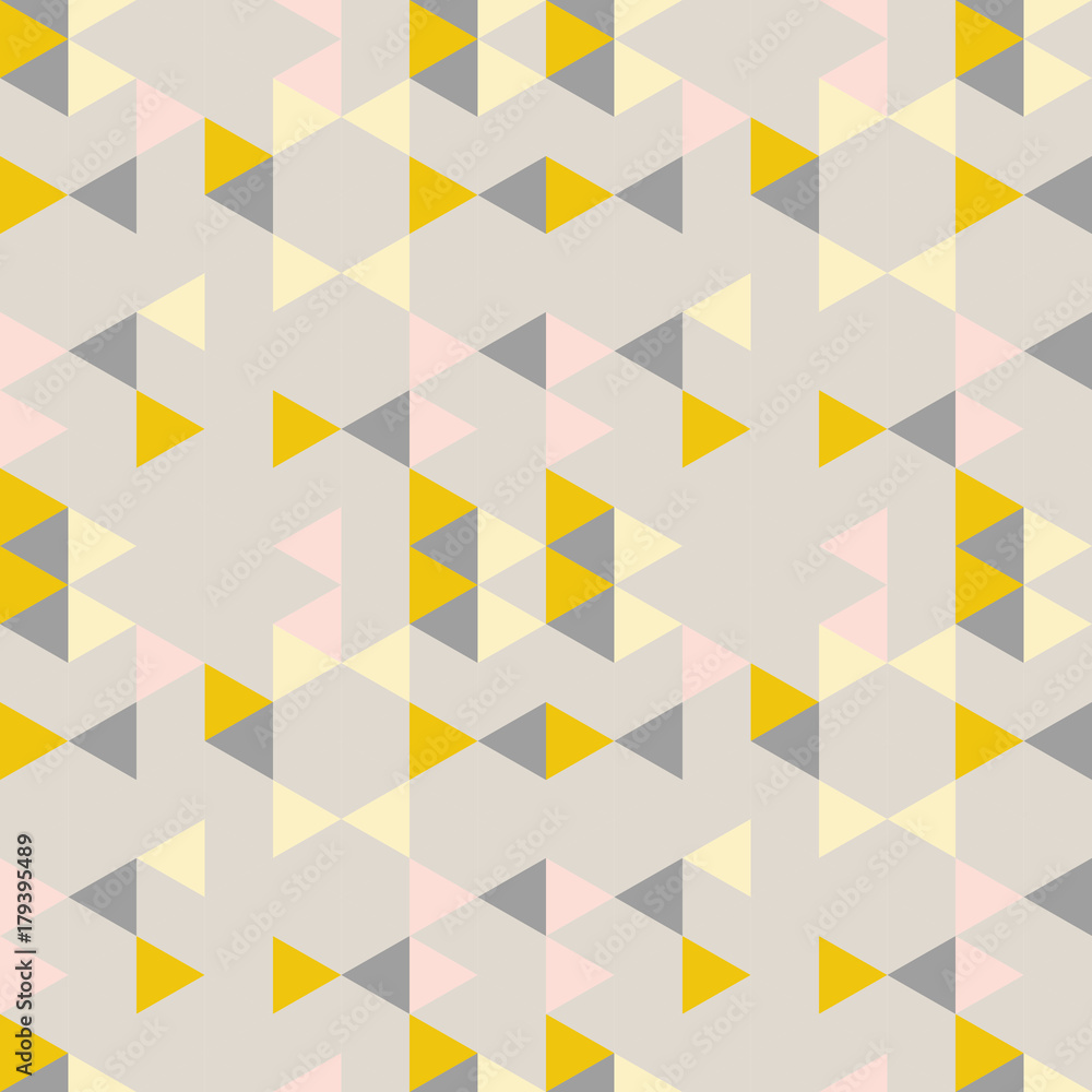 Poster Geometric abstract pattern with triangles in muted  retro colors.