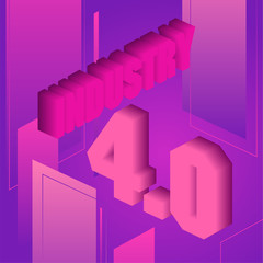 Fototapeta premium Industry 4.0 concept: typography design, illustration vector