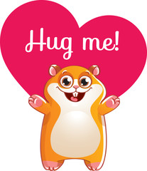 Cartoon hamster ready for a hugging