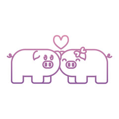cute couple of pigs icon over white background vector illustration