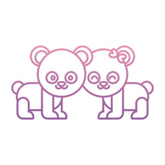 Obraz na płótnie Canvas cute couple of panda bear icon over white background vector illustration