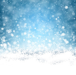 Blue winter background with snowflakes.