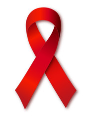 Aids awareness symbol, red silk ribbon. World Aids Day concept. Vector Illustration