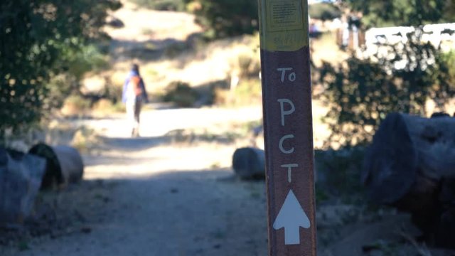 Woman hiking in PCT Trail, Warner Springs, California, United States