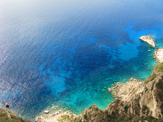 blue lagoon coast landscape ionian sea on Corfu island