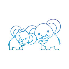 cute couple of elephants icon over white background vector illustration