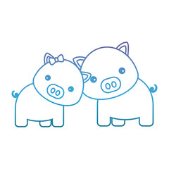 cute couple of pig icon over white background vector illustration