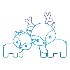 cute couple of deers icon over white background vector illustration
