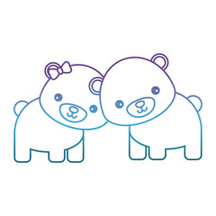 cute couple of bears icon over white background vector illustration