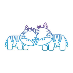 cute couple of zebras icon over white background vector illustration