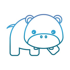 cute hippopotamus icon over white background vector illustration